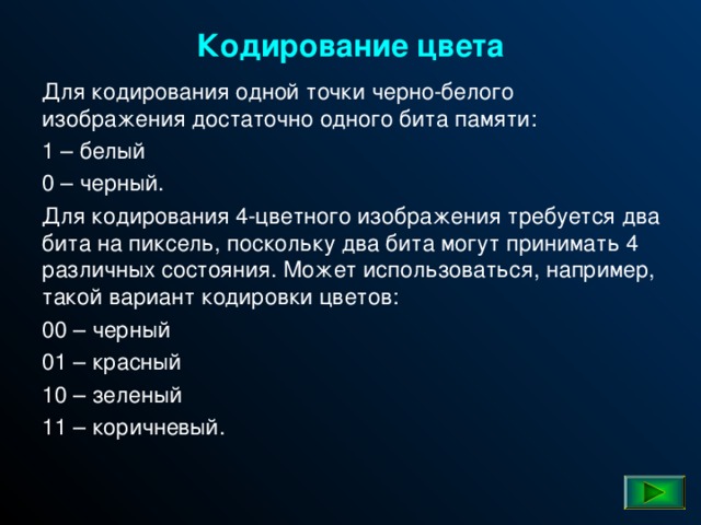 Сколько битов памяти достаточно для кодирования одного пикселя 16 цветного изображения