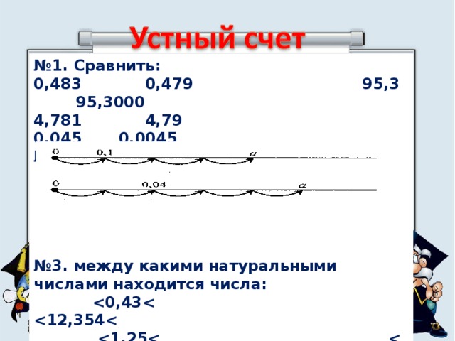 Сравнить 0 1 и 0 2. Сравнить 0,483 и 0.479.