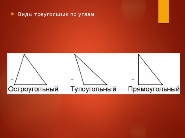 Виды треугольник по углам: