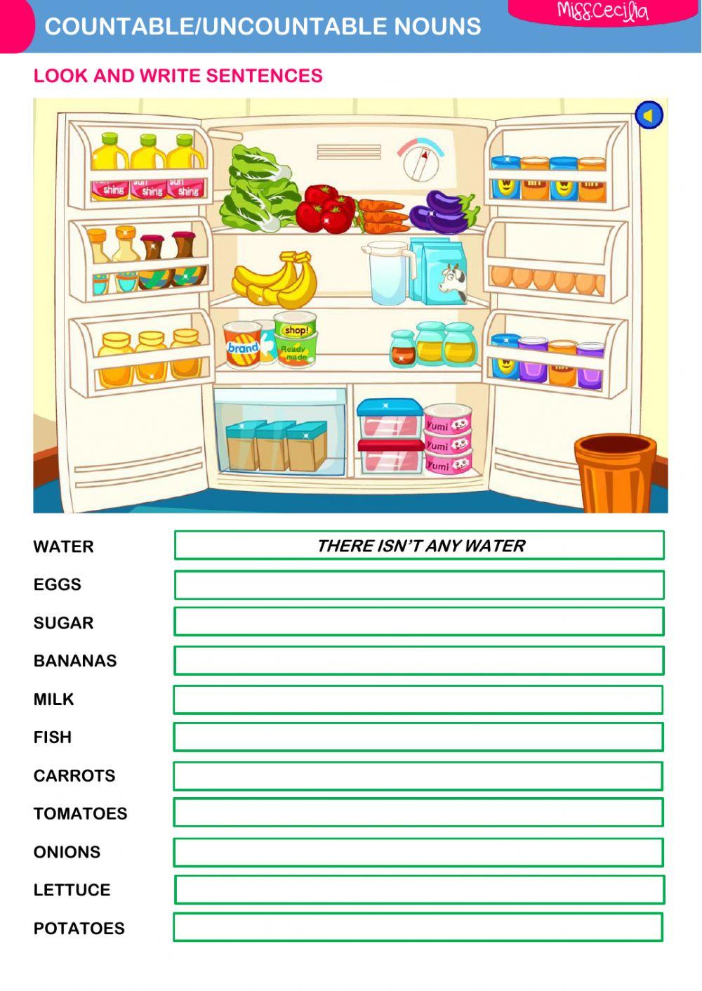 There are bananas in the fridge. Countable and uncountable. Английский countable and uncountable Nouns. Some any Worksheets продукты. Countable and uncountable Nouns задания.