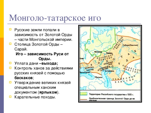 Монголо татарское нашествие схема