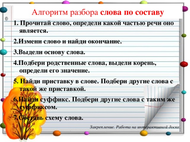 Слово состав слова части речи